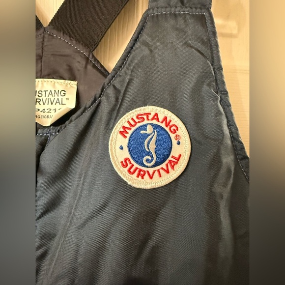 Mustang Survival MP4212 BLUE CLASSIC FLOTATION BIB PANT. Size Large L - Picture 2 of 4